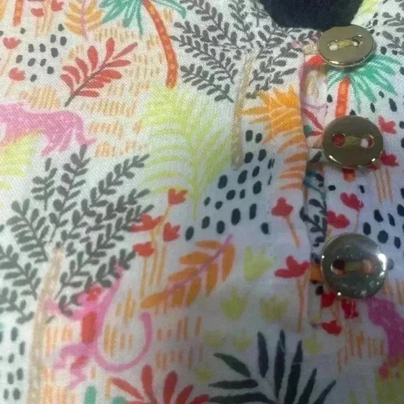 Loft Floral Jungle Print Sleeveless Ruffle sleeve Fun Print Dress, Size M - Picture 3 of 12